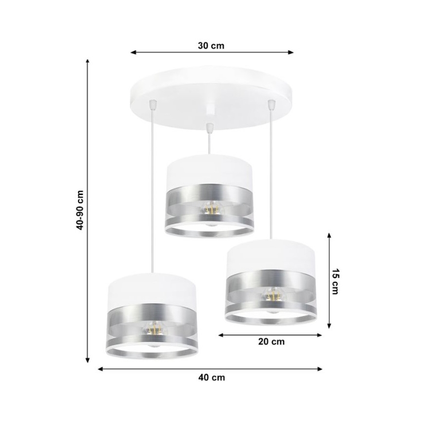 Candelabro suspenso MILO 3xE27/60W/230V prateado