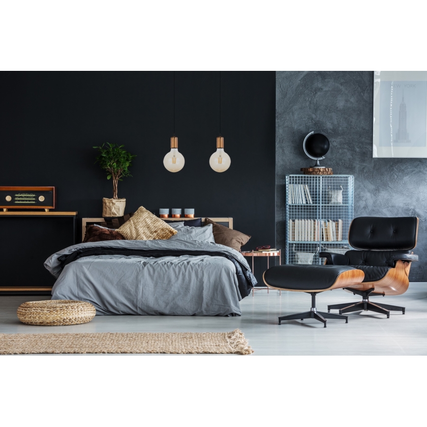 Candelabro suspenso MIROS 2xE27/60W/230V preto/cobre