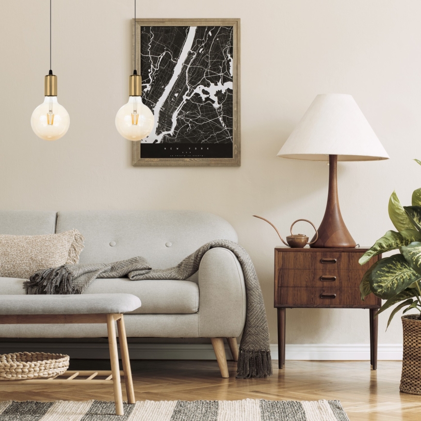 Candelabro suspenso MIROS 2xE27/60W/230V preto/dourado