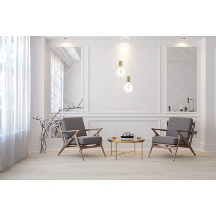 Candelabro suspenso MIROS 2xE27/60W/230V redondo branco/dourado