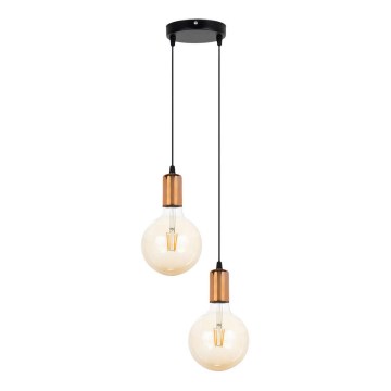 Candelabro suspenso MIROS 2xE27/60W/230V redondo preto/cobre