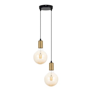 Candelabro suspenso MIROS 2xE27/60W/230V redondo preto/dourado