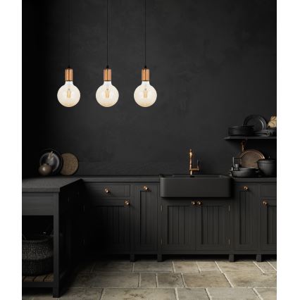 Candelabro suspenso MIROS 3xE27/60W/230V preto/cobre