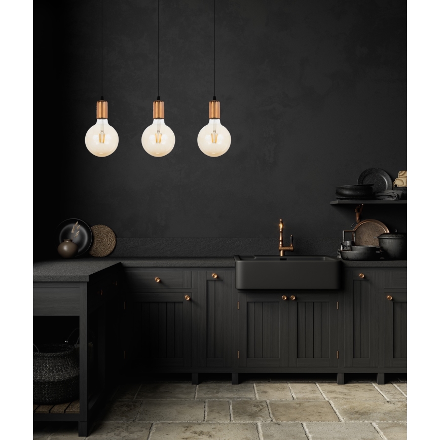 Candelabro suspenso MIROS 3xE27/60W/230V preto/cobre