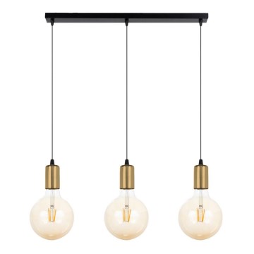 Candelabro suspenso MIROS 3xE27/60W/230V preto/dourado