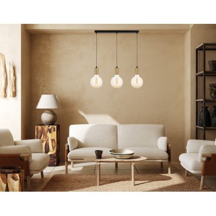 Candelabro suspenso MIROS 3xE27/60W/230V preto/dourado