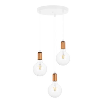 Candelabro suspenso MIROS 3xE27/60W/230V redondo branco/cobre