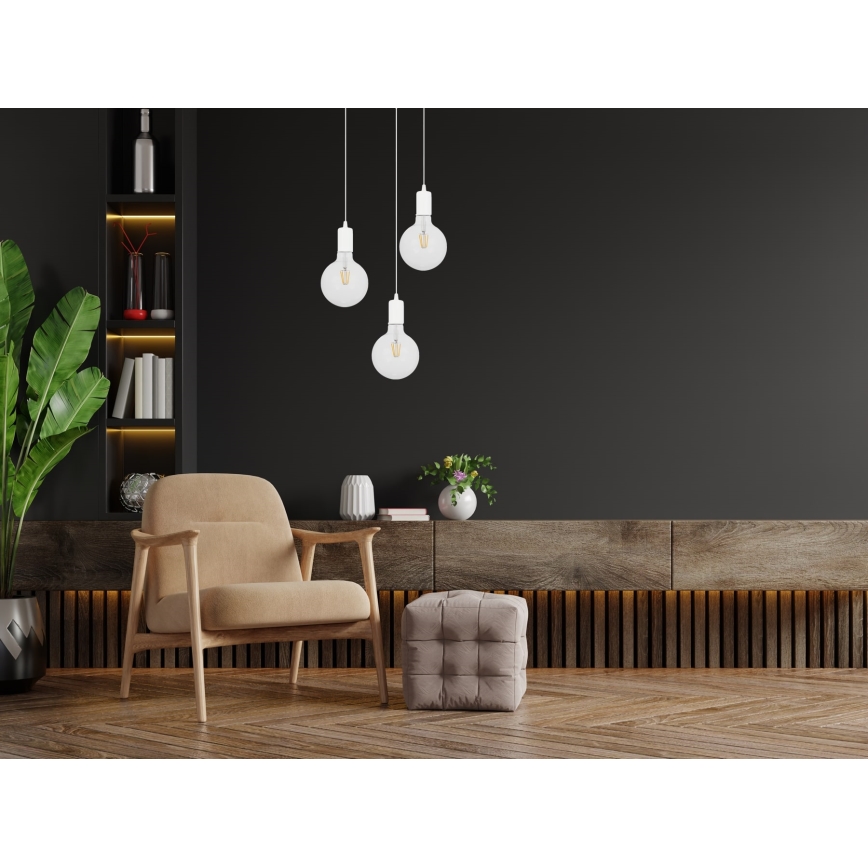 Candelabro suspenso MIROS 3xE27/60W/230V redondo branco