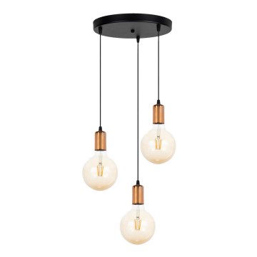Candelabro suspenso MIROS 3xE27/60W/230V redondo preto/cobre