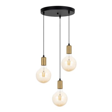Candelabro suspenso MIROS 3xE27/60W/230V redondo preto/dourado