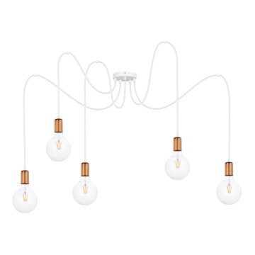 Candelabro suspenso MIROS 5xE27/60W/230V branco/cobre