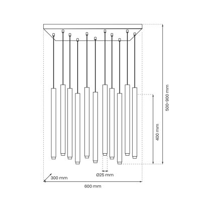 Candelabro suspenso MONZA 11xG9/8W/230V preto/dourado