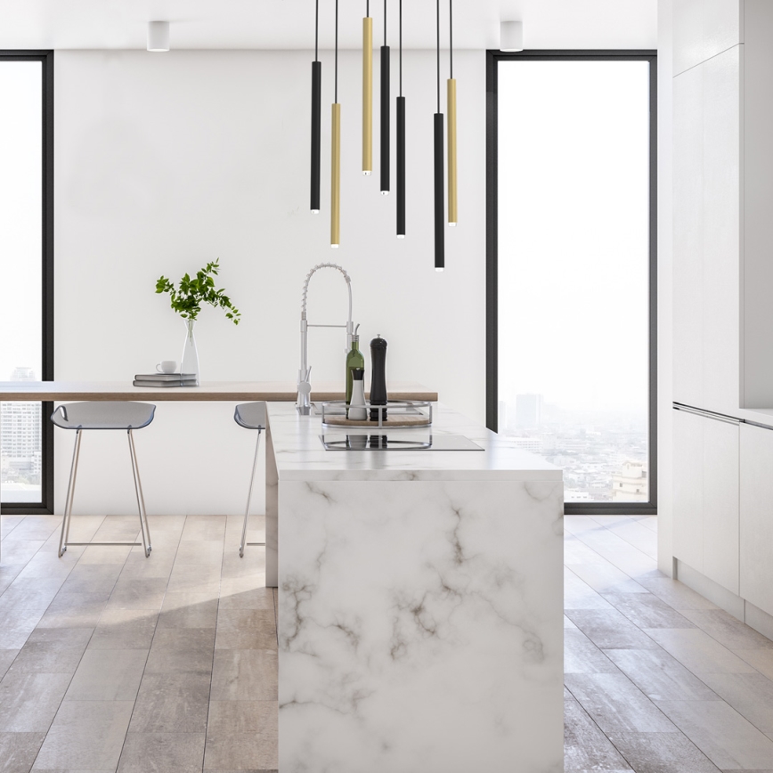 Candelabro suspenso MONZA 7xG9/8W/230V preto/dourado