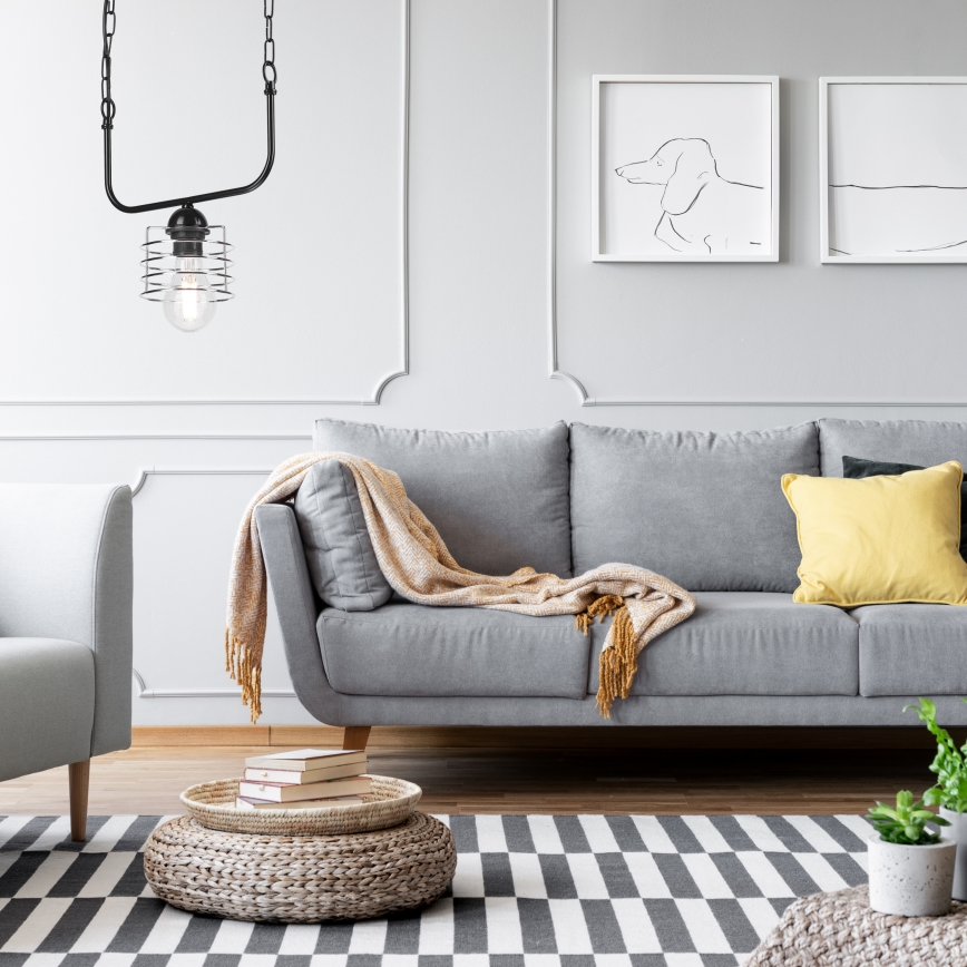 Candelabro suspenso MORGAN 1xE27/60W/230V preto/cromado