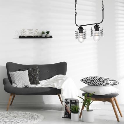 Candelabro suspenso MORGAN 2xE27/60W/230V preto/cromado