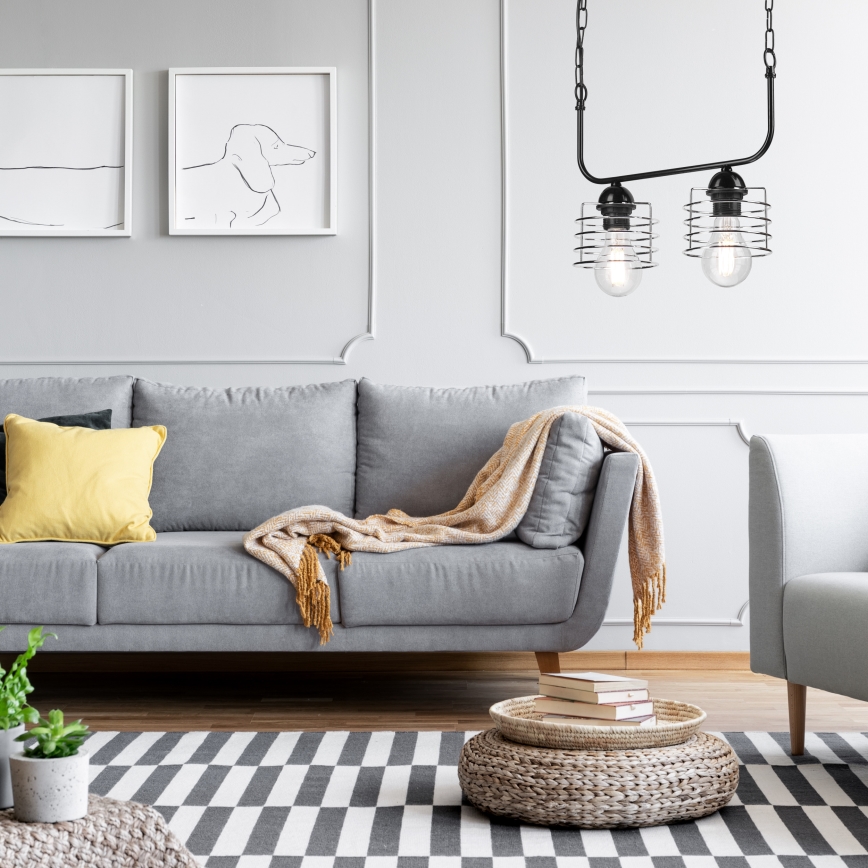 Candelabro suspenso MORGAN 2xE27/60W/230V preto/cromado