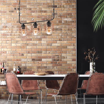 Candelabro suspenso MORGAN 3xE27/60W/230V preto/cobre