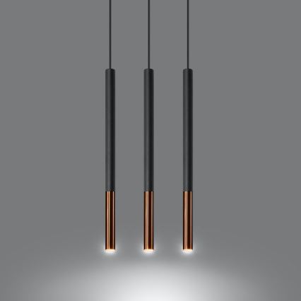 Candelabro suspenso MOSAIC 3xG9/12W/230V preto/cobre