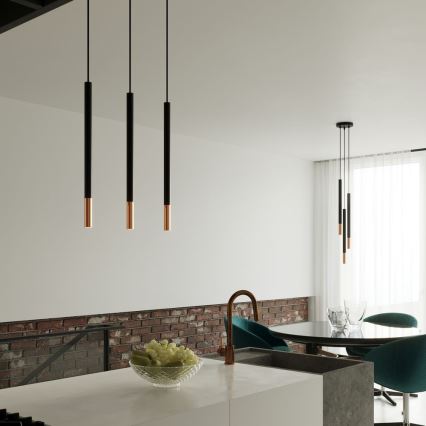 Candelabro suspenso MOSAIC 3xG9/12W/230V preto/cobre