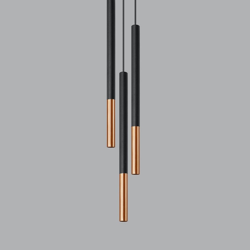 Candelabro suspenso MOSAIC 3xG9/12W/230V preto/cobre