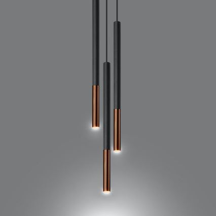 Candelabro suspenso MOSAIC 3xG9/12W/230V preto/cobre
