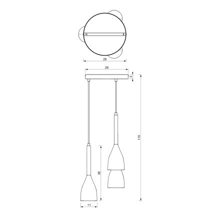 Candelabro suspenso MUZA 3xE27/60W/230V redondo