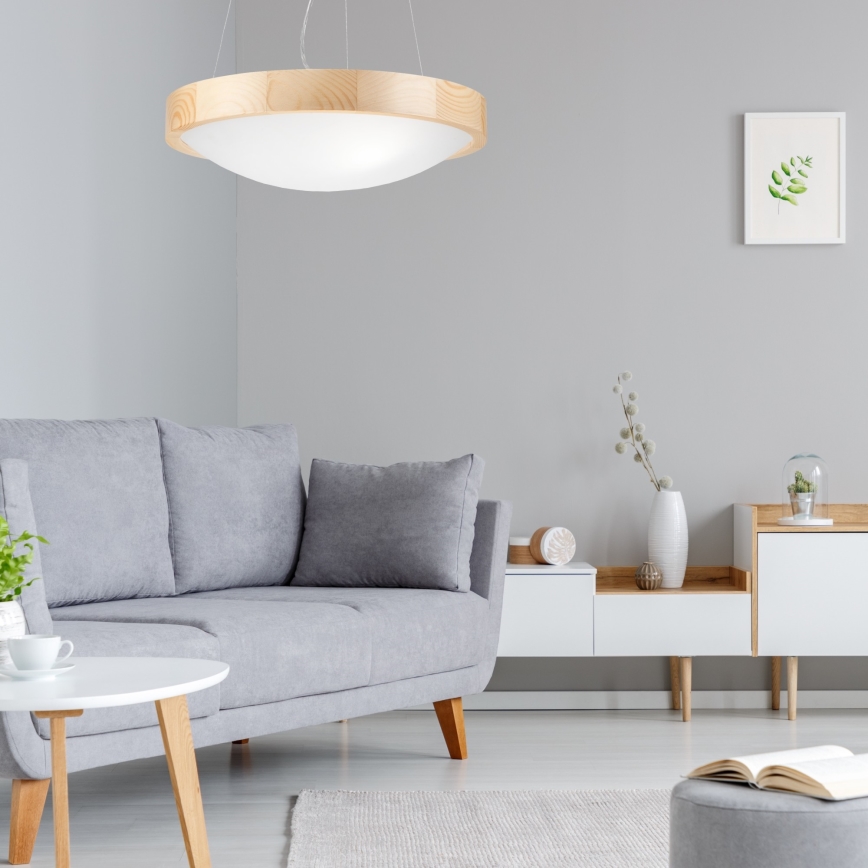 Candelabro suspenso NATURAL SLIM 2xE27/60W/230V ø 37 cm pinho