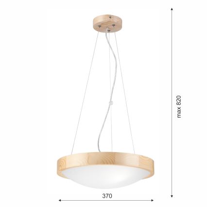 Candelabro suspenso NATURAL SLIM 2xE27/60W/230V ø 37 cm pinho