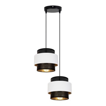 Candelabro suspenso NESS 2xE27/60W/230V diâmetro 30 cm preto/branco