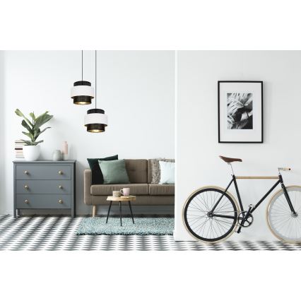 Candelabro suspenso NESS 2xE27/60W/230V diâmetro 30 cm preto/branco