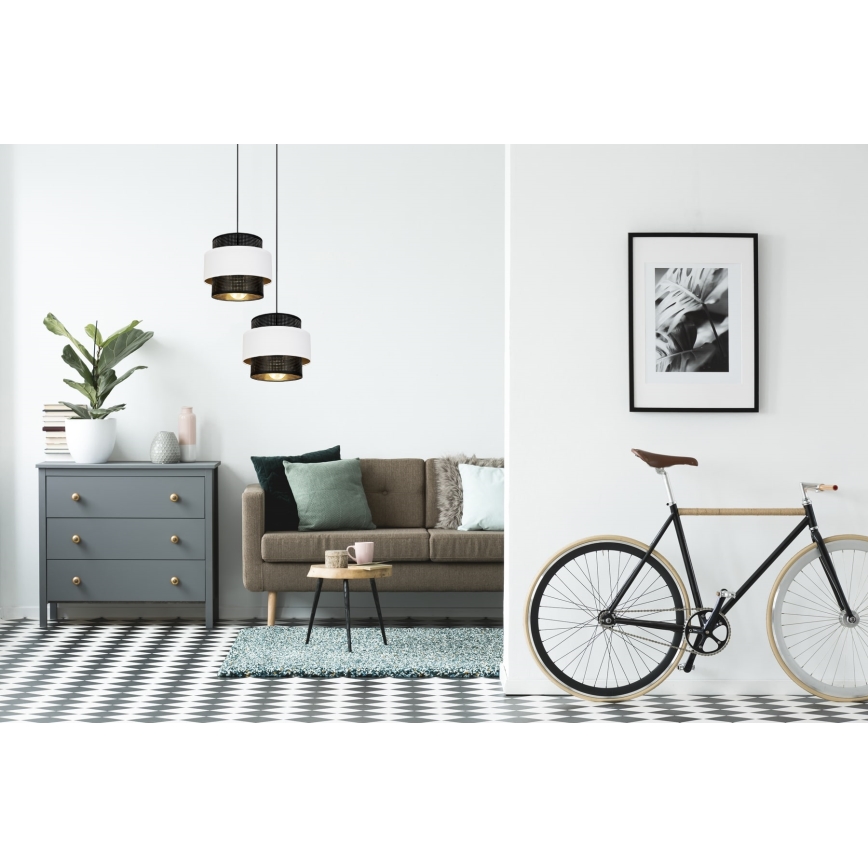 Candelabro suspenso NESS 2xE27/60W/230V diâmetro 30 cm preto/branco