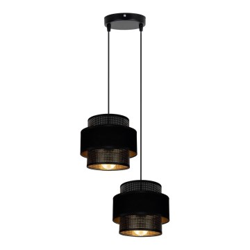 Candelabro suspenso NESS 2xE27/60W/230V diâmetro 30 cm preto