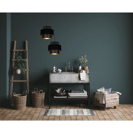 Candelabro suspenso NESS 2xE27/60W/230V diâmetro 30 cm preto