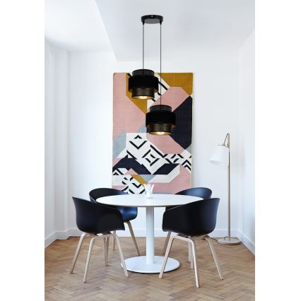 Candelabro suspenso NESS 2xE27/60W/230V diâmetro 30 cm preto