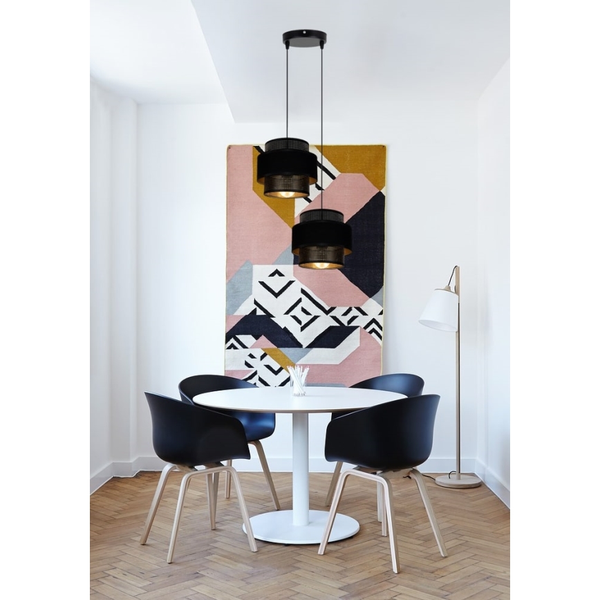 Candelabro suspenso NESS 2xE27/60W/230V diâmetro 30 cm preto