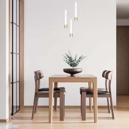 Candelabro suspenso NEST 3xGU10/8W/230V branco/dourado redondo