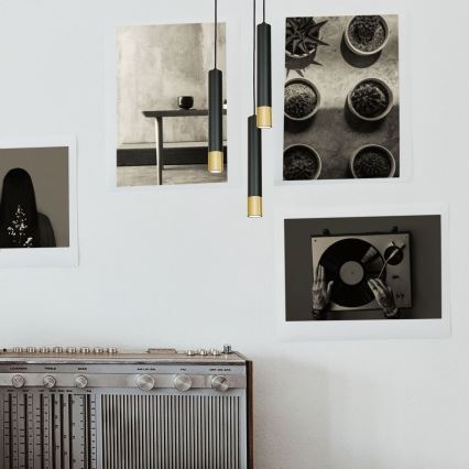 Candelabro suspenso NEST 3xGU10/8W/230V preto/dourado redondo