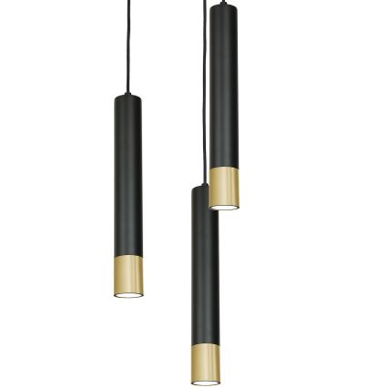 Candelabro suspenso NEST 3xGU10/8W/230V preto/dourado redondo