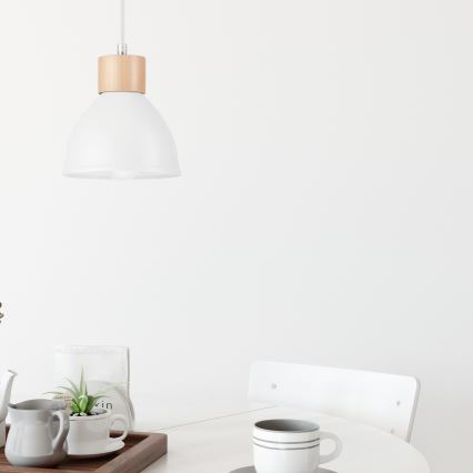 Candelabro suspenso NICO 1xE27/60W/230V branco/faia