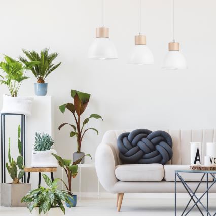 Candelabro suspenso NICO 3xE27/60W/230V branco/faia