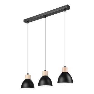 Candelabro suspenso NICO 3xE27/60W/230V preto/faia