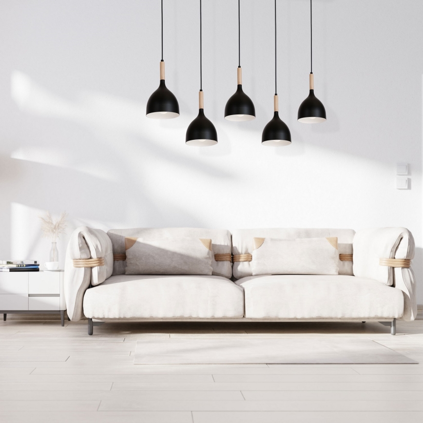 Candelabro suspenso NOAK WOOD 5xE27/60W/230V