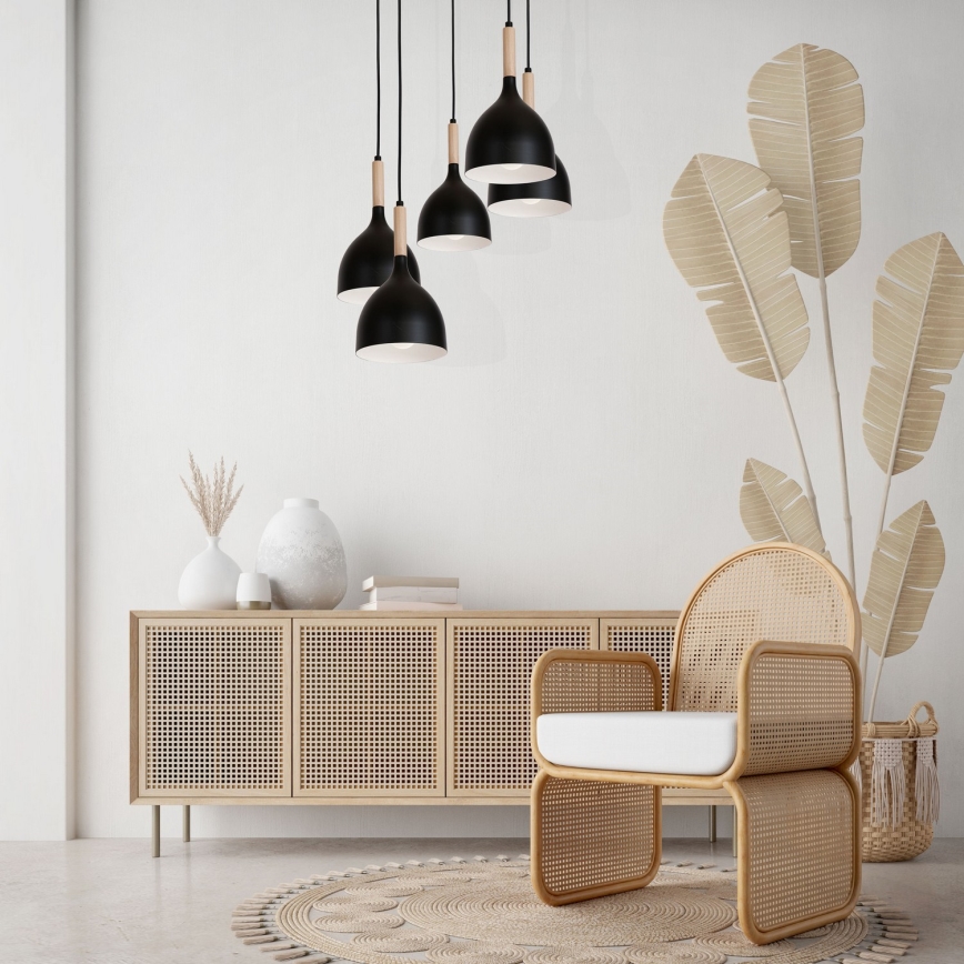 Candelabro suspenso NOAK WOOD 5xE27/60W/230V