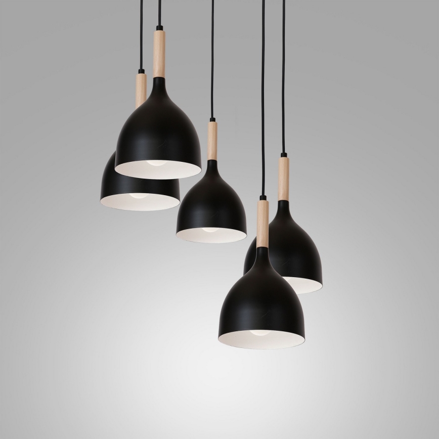 Candelabro suspenso NOAK WOOD 5xE27/60W/230V