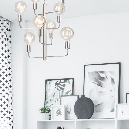 Candelabro suspenso ORLANDO 8xE27/60W/230V prateado