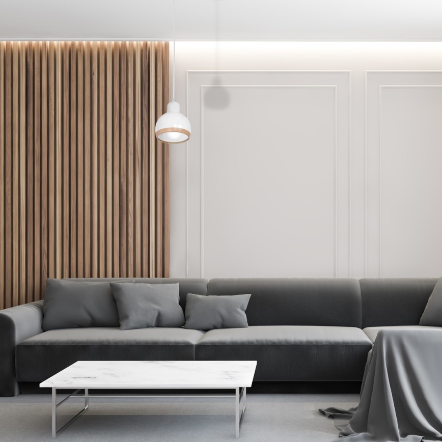 Candelabro suspenso OVAL 1xE27/60W/230V branco