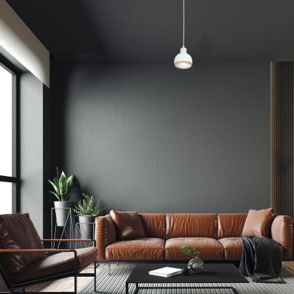 Candelabro suspenso OVAL 1xE27/60W/230V branco