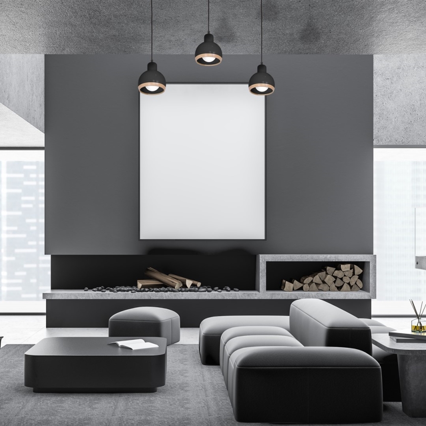 Candelabro suspenso OVAL 3xE27/60W/230V preto