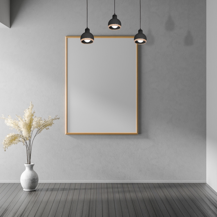 Candelabro suspenso OVAL 3xE27/60W/230V preto