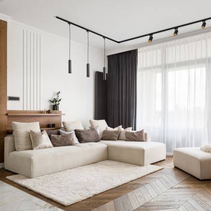 Candelabro suspenso para sistema de carril MARIBEL 3xGU10/10W/230V + 1 m sistema de carril preto